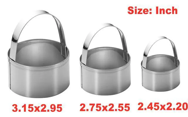Alt view image 7 of 7 - 3 Pieces Round Biscuit Cutter with Handle - Stainless Steel Round Circle Doughnut Cutter Baking Molds Assorted Size