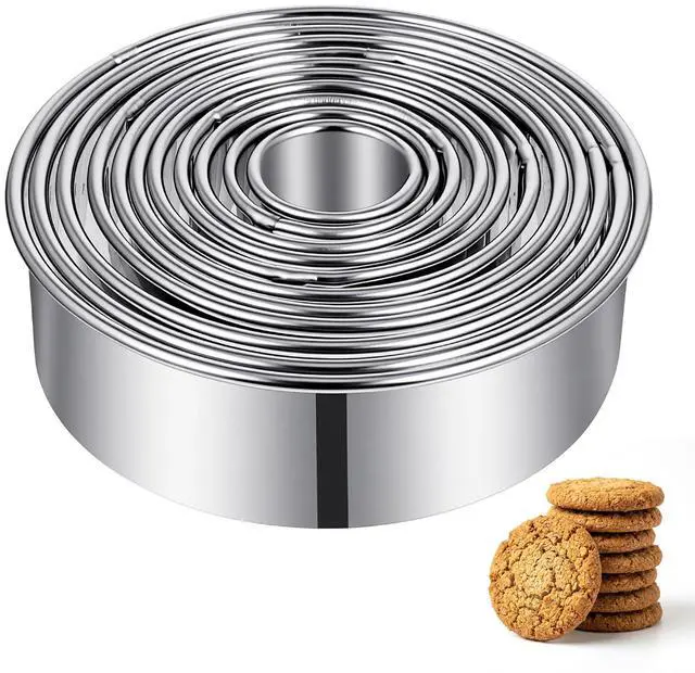 Main image of 11 PCS Round Cookie-Cutter Mini Donut Cutter Circle Cookie Cutter Stainless Steel Donut Hole Cookie Biscuit-Cutter Set Graduated Doughnut Round Cookie-Cutters for Mini Scone Pastry Cooking 1-3.6 Inch