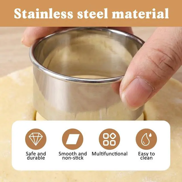Alt view image 3 of 7 - 11 PCS Round Cookie-Cutter Mini Donut Cutter Circle Cookie Cutter Stainless Steel Donut Hole Cookie Biscuit-Cutter Set Graduated Doughnut Round Cookie-Cutters for Mini Scone Pastry Cooking 1-3.6 Inch
