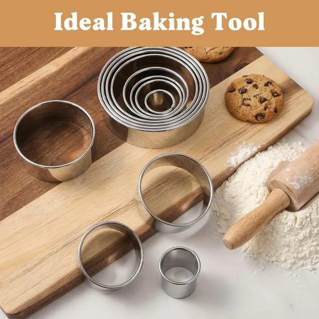 Alt view image 4 of 7 - 11 PCS Round Cookie-Cutter Mini Donut Cutter Circle Cookie Cutter Stainless Steel Donut Hole Cookie Biscuit-Cutter Set Graduated Doughnut Round Cookie-Cutters for Mini Scone Pastry Cooking 1-3.6 Inch