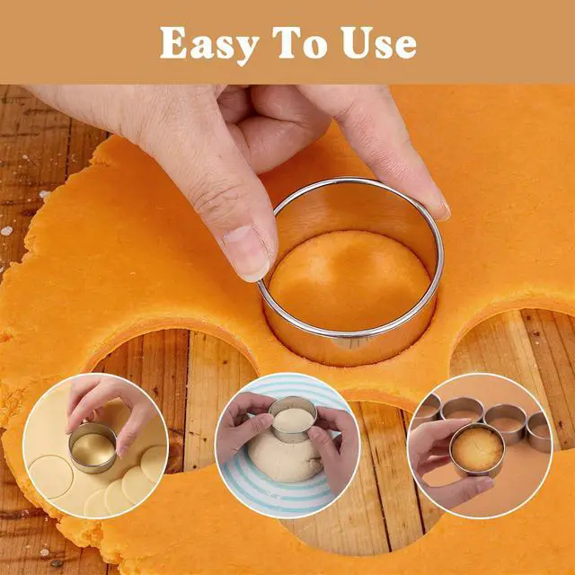 Alt view image 6 of 7 - 11 PCS Round Cookie-Cutter Mini Donut Cutter Circle Cookie Cutter Stainless Steel Donut Hole Cookie Biscuit-Cutter Set Graduated Doughnut Round Cookie-Cutters for Mini Scone Pastry Cooking 1-3.6 Inch