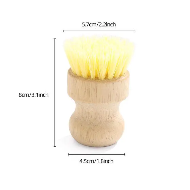 Alt view image 3 of 7 - 4-Pack Bamboo Dish Brush, Palm Brush Dish Scrubber with Nylon Bristles for Cleaning Pot, Pan, Kitchen Sink, Cookware & Vegetables