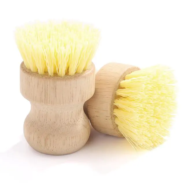 Alt view image 6 of 7 - 4-Pack Bamboo Dish Brush, Palm Brush Dish Scrubber with Nylon Bristles for Cleaning Pot, Pan, Kitchen Sink, Cookware & Vegetables