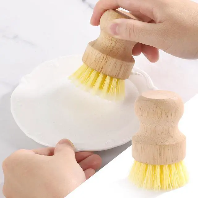 Alt view image 7 of 7 - 4-Pack Bamboo Dish Brush, Palm Brush Dish Scrubber with Nylon Bristles for Cleaning Pot, Pan, Kitchen Sink, Cookware & Vegetables
