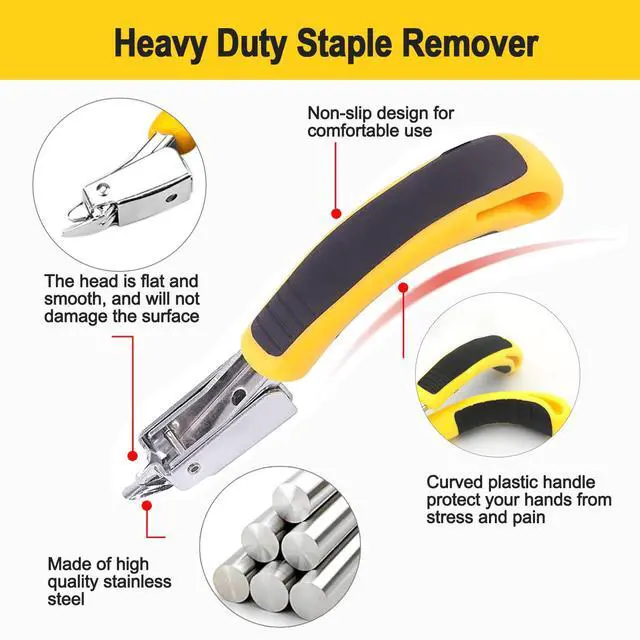 Alt view image 2 of 7 - 2Pcs Staple Remover Heavy Duty Upholstery Staple Puller Tool with Ergonomic Handle for Furniture Floor Wooden Case Carton Photo FrameYellow, yellow