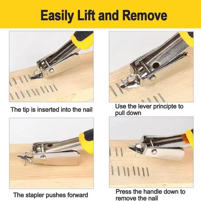 Alt view image 3 of 7 - 2Pcs Staple Remover Heavy Duty Upholstery Staple Puller Tool with Ergonomic Handle for Furniture Floor Wooden Case Carton Photo FrameYellow, yellow