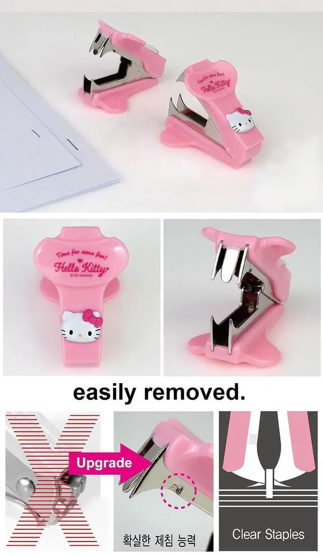Alt view image 2 of 3 - Cute Animal Face Cat Staple Remover Staple Puller Removal Tool for Office Home - Pink Cat