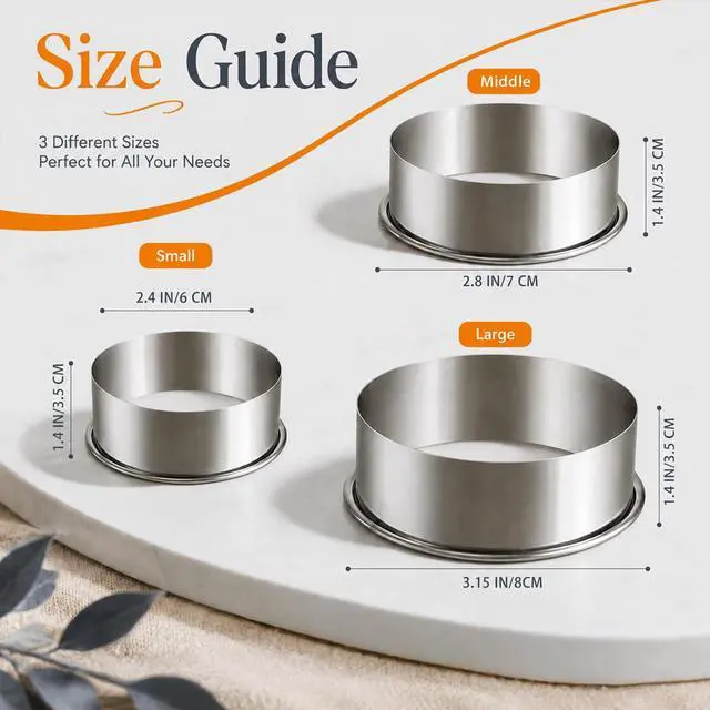 Alt view image 2 of 7 - Biscuit Cutters Set, Round Cookie Cutters, Stainless Steel Dumpling Cutters,Cake Pastry Cutters,Scone Cutters Molds for Cooking Baking (3Pcs, Plain Edge)