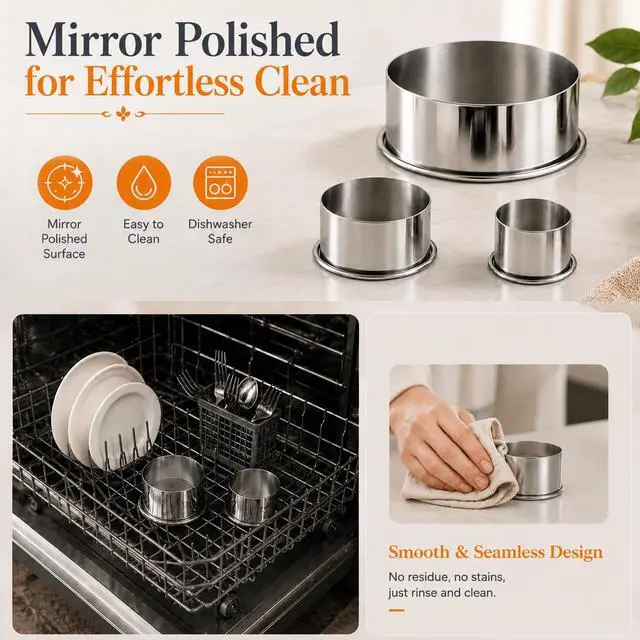 Alt view image 4 of 7 - Biscuit Cutters Set, Round Cookie Cutters, Stainless Steel Dumpling Cutters,Cake Pastry Cutters,Scone Cutters Molds for Cooking Baking (3Pcs, Plain Edge)