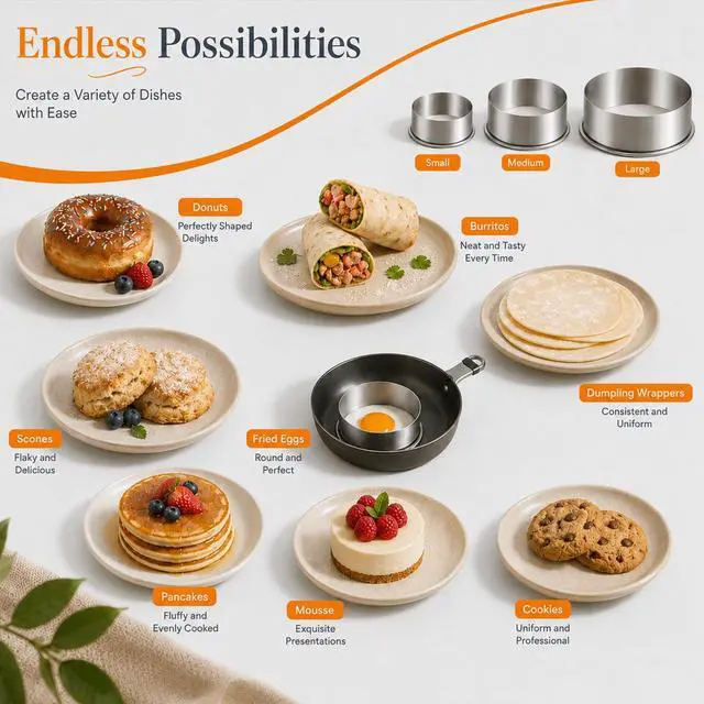 Alt view image 7 of 7 - Biscuit Cutters Set, Round Cookie Cutters, Stainless Steel Dumpling Cutters,Cake Pastry Cutters,Scone Cutters Molds for Cooking Baking (3Pcs, Plain Edge)