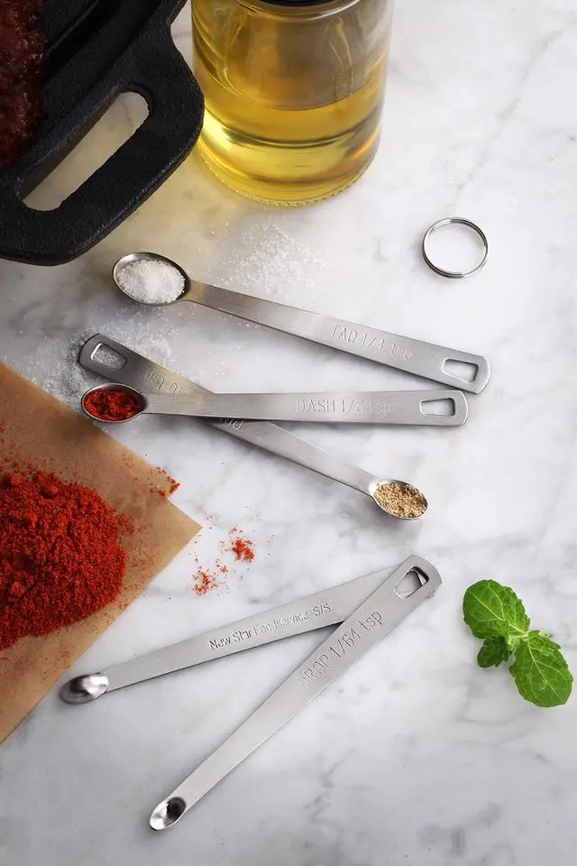 Alt view image 5 of 6 - 42924 Stainless Steel Mini Measuring Spoons Set, 5-Piece Small Metal Measuring Spoon Set for Spices, Baking, Cooking, Dash, Pinch, Smidgen, Drop, Tad, Silver