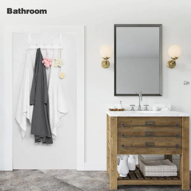 Alt view image 7 of 7 - Door Hanger Hook, Over The Door Hooks for Hanging, Over The Door Towel Racks for Bathroom (1Pack, White, Fit 1-3/4" Doors)