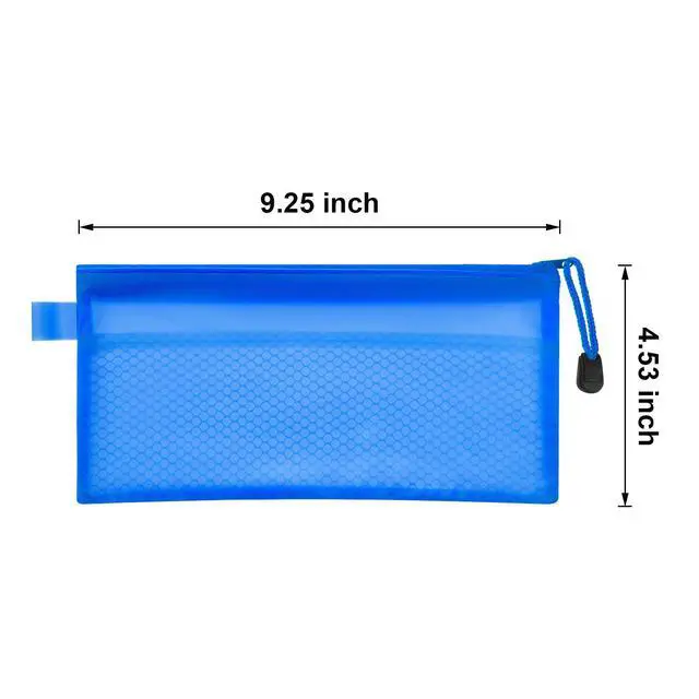 Alt view image 4 of 7 - 12 Pcs Mesh Zipper Pouch Bags Pencil Pouch Zipper File Bags Waterproof Plastic Double Layer for Pen Cosmetics Office Supplies Travel Accessories 6 Colors