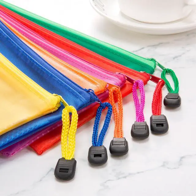 Alt view image 3 of 7 - 12 Pcs Mesh Zipper Pouch Bags Pencil Pouch Zipper File Bags Waterproof Plastic Double Layer for Pen Cosmetics Office Supplies Travel Accessories 6 Colors