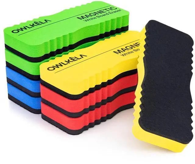 Main image of Jumbo 8 Pcs Magnetic Dry Erase Erasers, White Board Eraser Bulk for School, Office, Home, Classroom, 4 Color