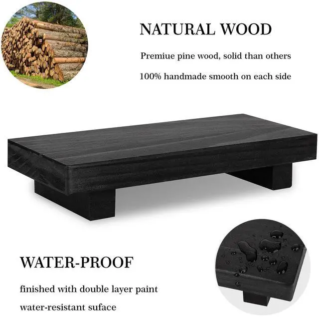 Alt view image 4 of 7 - Bathroom Counter Organizer Wood Pedestal Stand Farmhouse Decorative Tray Soap Holder for Kitchen Decor, Small, Black