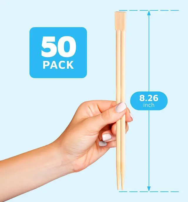 Alt view image 7 of 7 - Individually Wrapped Twin Chopsticks | Bulk 50 Pack Disposable Wooden Chopsticks | Chinese Bamboo Splinter-Free Party Utensil for Sushi, Rice, Noodles & All Asian, Japanese, Korean Dishes