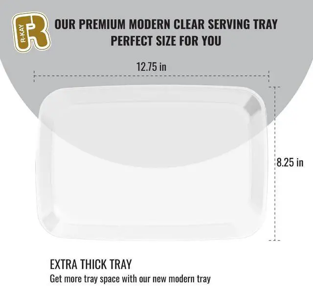 Alt view image 4 of 5 - 6 Pack Clear Plastic Serving Trays For Party, 12.75 x 8.25 In - Heavy Duty Plastic Trays For Food - Rectangular Platters