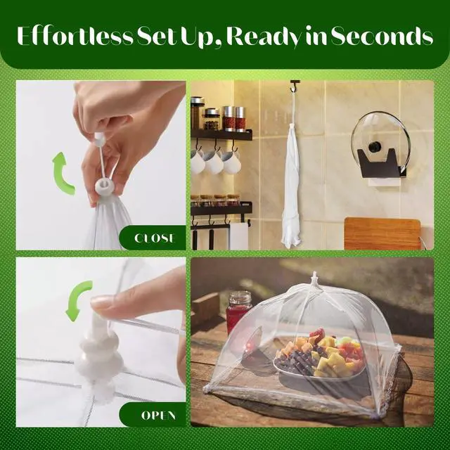 Alt view image 3 of 7 - Food Cover Tent - Pop Up Mesh Screen Net Umbrella Covers Keep Out Flies, Bugs, Mosquitos, Wasps Pefect for Outdoor Picnic, BBQ, Camping, Fruit Dinner Protection, Reusable and Collapsible