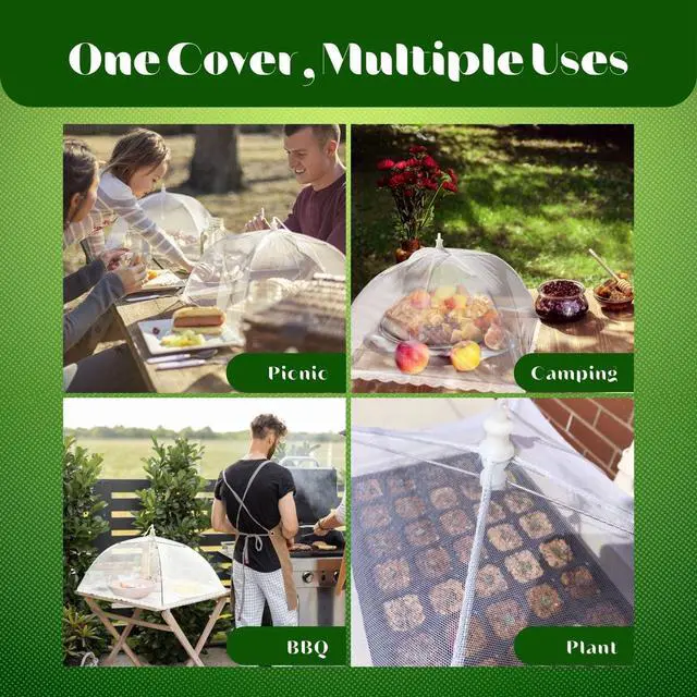 Alt view image 4 of 7 - Food Cover Tent - Pop Up Mesh Screen Net Umbrella Covers Keep Out Flies, Bugs, Mosquitos, Wasps Pefect for Outdoor Picnic, BBQ, Camping, Fruit Dinner Protection, Reusable and Collapsible