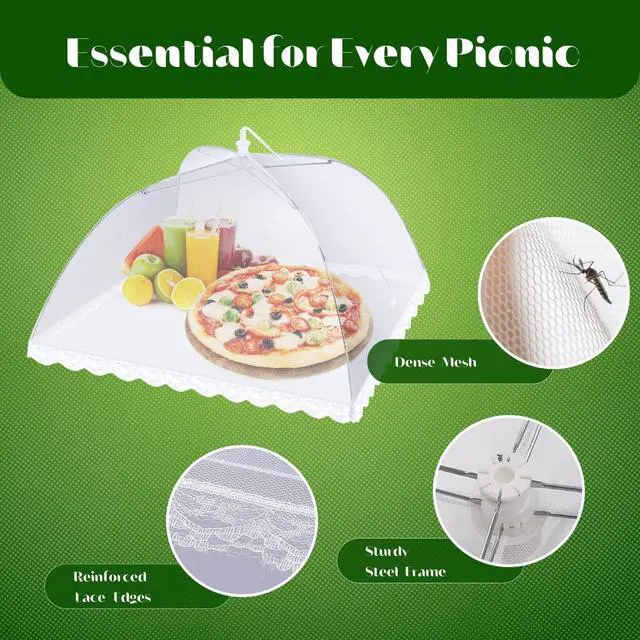 Alt view image 6 of 7 - Food Cover Tent - Pop Up Mesh Screen Net Umbrella Covers Keep Out Flies, Bugs, Mosquitos, Wasps Pefect for Outdoor Picnic, BBQ, Camping, Fruit Dinner Protection, Reusable and Collapsible