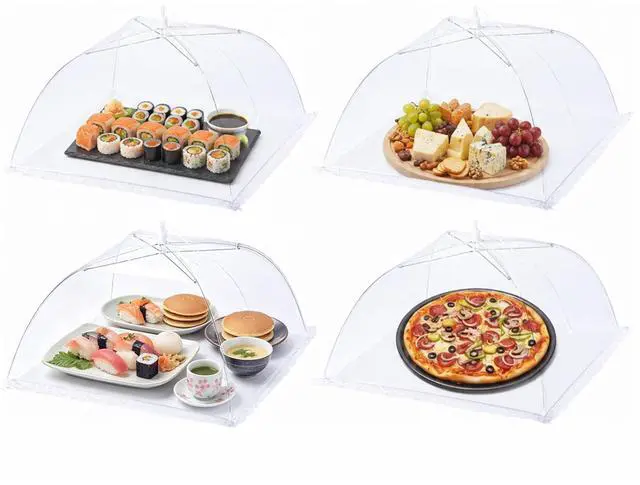 Main image of Food Covers for Outside Mesh, 4 Pcs 14"x14" Food Nets for Outdoors, Foods Tents for Outdoor Serving, Foods Net Covers for Outside, Picnics, Camping, Parties, BBQ, Fruit Cover, Collapsible and Reusable