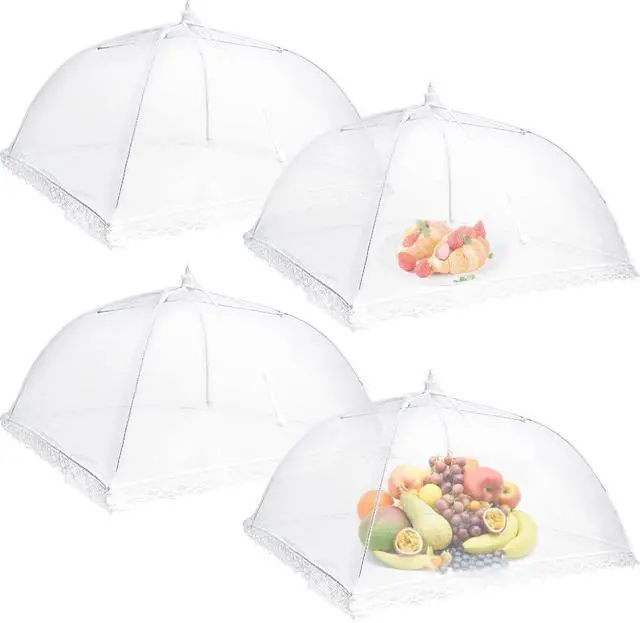 Main image of 4 Pack Mesh Food Covers, Large and Tall 17x17 Pop-Up Encrypted Plate Serving Tents Reusable Collapsible Umbrella for Outdoors, Parties, Picnics, BBQ