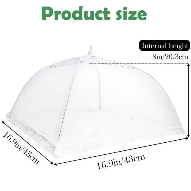 Alt view image 4 of 6 - 4 Pack Mesh Food Covers, Large and Tall 17x17 Pop-Up Encrypted Plate Serving Tents Reusable Collapsible Umbrella for Outdoors, Parties, Picnics, BBQ