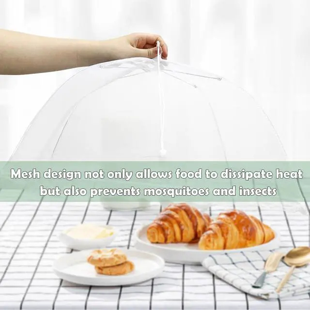 Alt view image 6 of 6 - 4 Pack Mesh Food Covers, Large and Tall 17x17 Pop-Up Encrypted Plate Serving Tents Reusable Collapsible Umbrella for Outdoors, Parties, Picnics, BBQ
