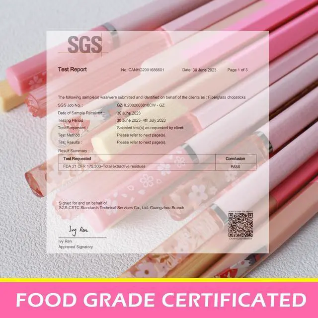 Alt view image 2 of 7 - Reusable Dishwasher Safe, GLAMFIELDS 10 Pairs 9.5 Inches Premium Fiberglass Chop Sticks Set for Sushi, Ramen, Asian Cuisine, Non-slip, Pink