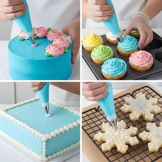 Alt view image 4 of 7 - 18 Inch Reusable Piping Bags 3-Pack Silicone Icing Bag Large Pastry Bags Set Cake Decorating Reusable, Baking Dessert Piping Bag with 3 Icing Couplers for Standard Tips, Blue