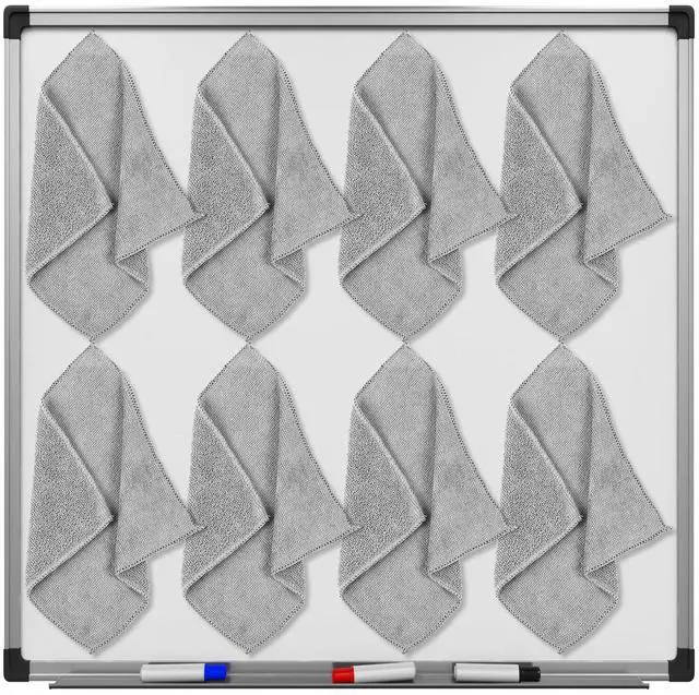 Main image of 8 Packs Dry Erase Board Cleaning Cloth Microfiber Eraser Magnetic Whiteboard Eraser Washable for Whiteboard Dry Erase Cloth for Home and Office, 10'' x 9. 25''(Light Gray)