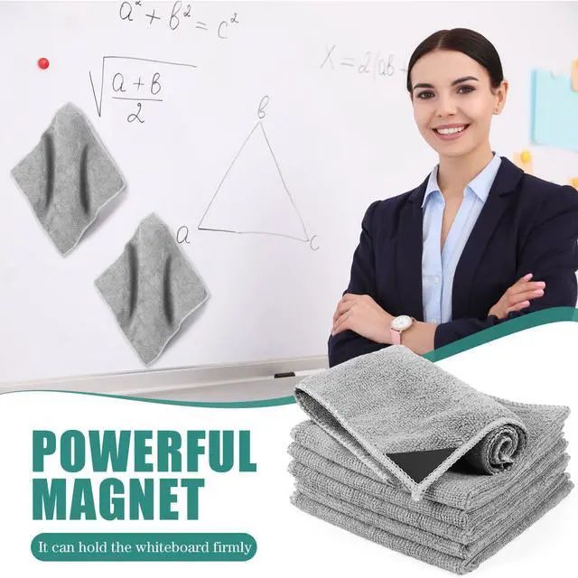 Alt view image 2 of 7 - 8 Packs Dry Erase Board Cleaning Cloth Microfiber Eraser Magnetic Whiteboard Eraser Washable for Whiteboard Dry Erase Cloth for Home and Office, 10'' x 9. 25''(Light Gray)