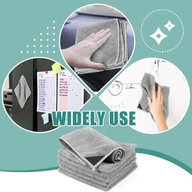 Alt view image 3 of 7 - 8 Packs Dry Erase Board Cleaning Cloth Microfiber Eraser Magnetic Whiteboard Eraser Washable for Whiteboard Dry Erase Cloth for Home and Office, 10'' x 9. 25''(Light Gray)