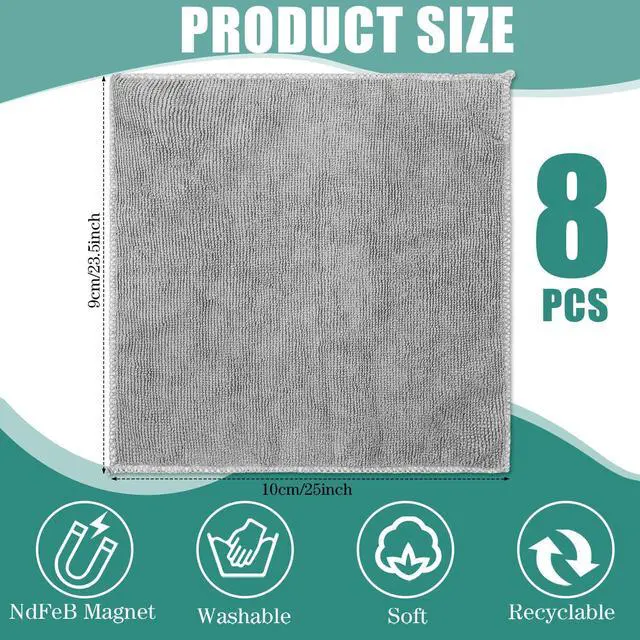 Alt view image 4 of 7 - 8 Packs Dry Erase Board Cleaning Cloth Microfiber Eraser Magnetic Whiteboard Eraser Washable for Whiteboard Dry Erase Cloth for Home and Office, 10'' x 9. 25''(Light Gray)