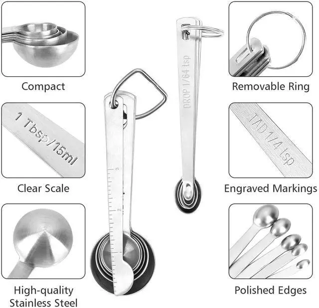 Alt view image 3 of 7 - Stainless Steel Measuring Spoons Set with Leveler, Set Of 10