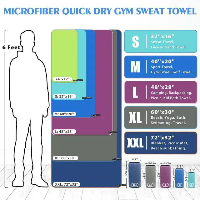 Alt view image 3 of 7 - 2 Pack Microfiber Camping Towels, Quick Dry Travel Towel, Super Absorbent Ultra Compact Soft Lightweight Sweat Fast Drying Sports Gym Towels for Body, Beach, Pool, Hiking, Backpacking, Fitness