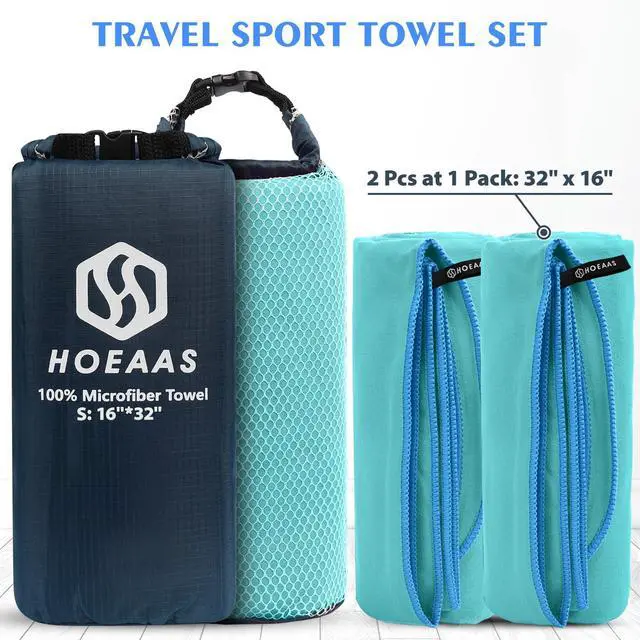Alt view image 2 of 7 - 2 Pack Microfiber Camping Towels, Quick Dry Travel Towel, Super Absorbent Ultra Compact Soft Lightweight Sweat Fast Drying Sports Gym Towels for Body, Beach, Pool, Hiking, Backpacking, Fitness