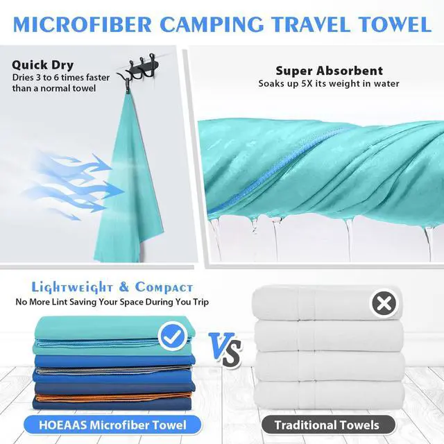 Alt view image 4 of 7 - 2 Pack Microfiber Camping Towels, Quick Dry Travel Towel, Super Absorbent Ultra Compact Soft Lightweight Sweat Fast Drying Sports Gym Towels for Body, Beach, Pool, Hiking, Backpacking, Fitness