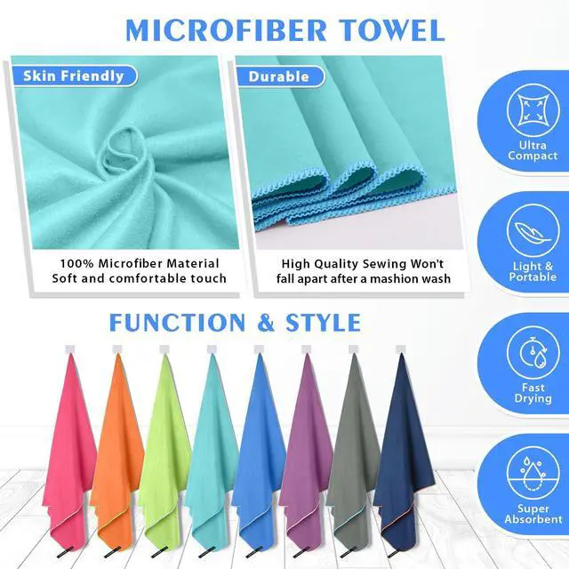 Alt view image 5 of 7 - 2 Pack Microfiber Camping Towels, Quick Dry Travel Towel, Super Absorbent Ultra Compact Soft Lightweight Sweat Fast Drying Sports Gym Towels for Body, Beach, Pool, Hiking, Backpacking, Fitness