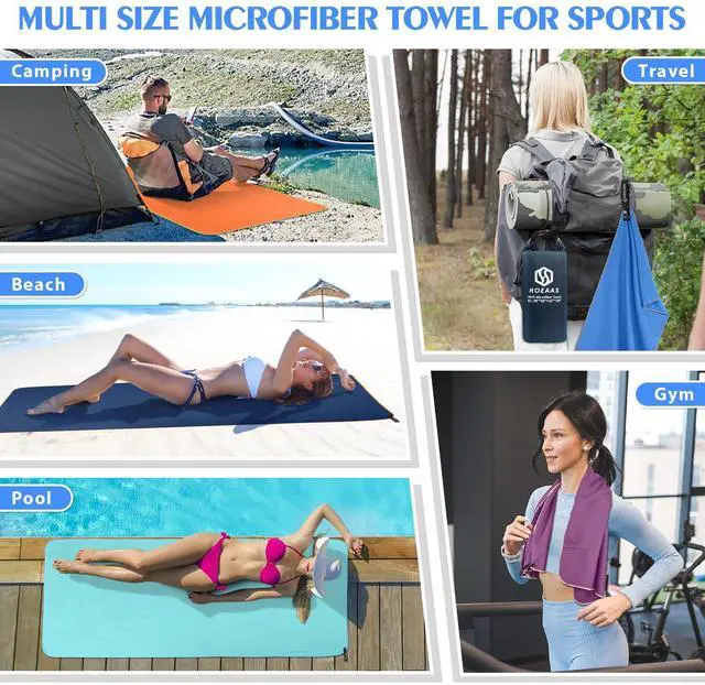 Alt view image 7 of 7 - 2 Pack Microfiber Camping Towels, Quick Dry Travel Towel, Super Absorbent Ultra Compact Soft Lightweight Sweat Fast Drying Sports Gym Towels for Body, Beach, Pool, Hiking, Backpacking, Fitness
