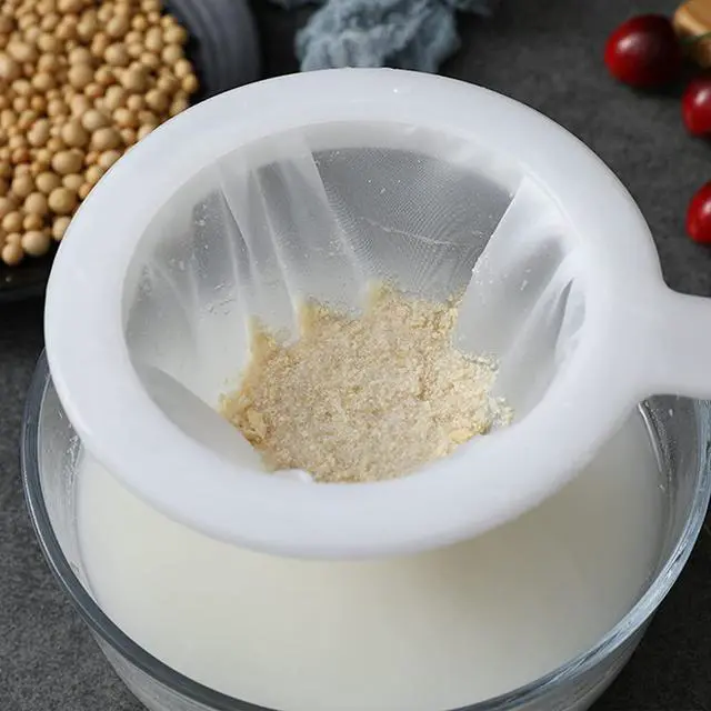Alt view image 3 of 7 - 6 Pack - 200 Mesh Fine Mesh Strainer & Nut Milk Bags, Reusable Food Strainer - Food Grade BPA-Free - Ultra Strong Fine Nylon Mesh - Nutmilk, Juices, Cold Brew, Tea Coffee, Juice Soy