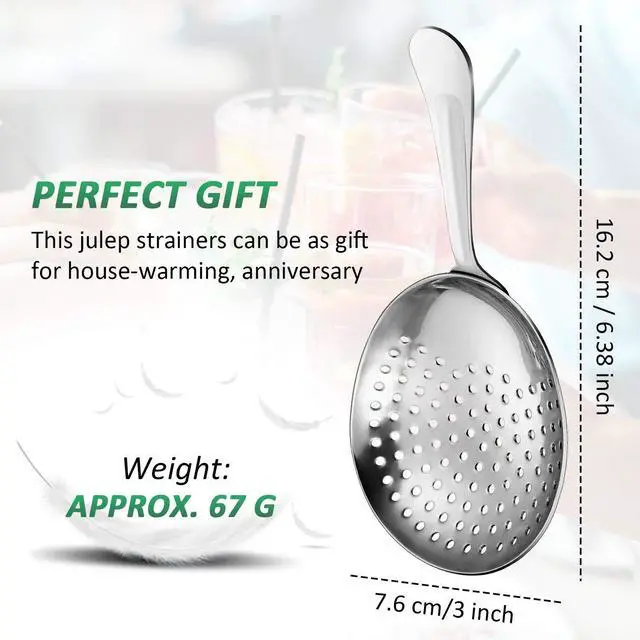 Alt view image 2 of 7 - 2 Pack Julep Strainers Stainless Steel Strainer Cocktail Spoon for Loose Tea Filter Practical Bar Colander Tool for Commercial Bar Use (Silver)
