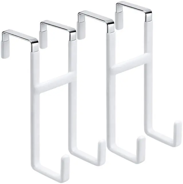 Main image of Over The Door Hooks 2 Pack, White Door Hanger, Metal Over Door Hook