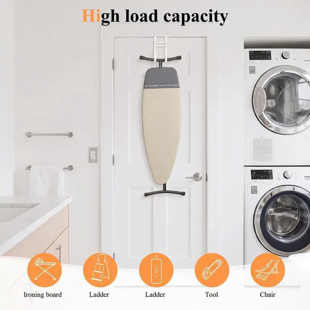 Alt view image 5 of 7 - Over the Door Hooks, No Assembly Required 2 PCS Double Hanger Heavy Duty Metal Towel Rack with Soft Pads, Organizer for Coat, Bag, Robe-Fits Bathroom, Closet Dorm Up to 1 1/2", 5.12" Long, White