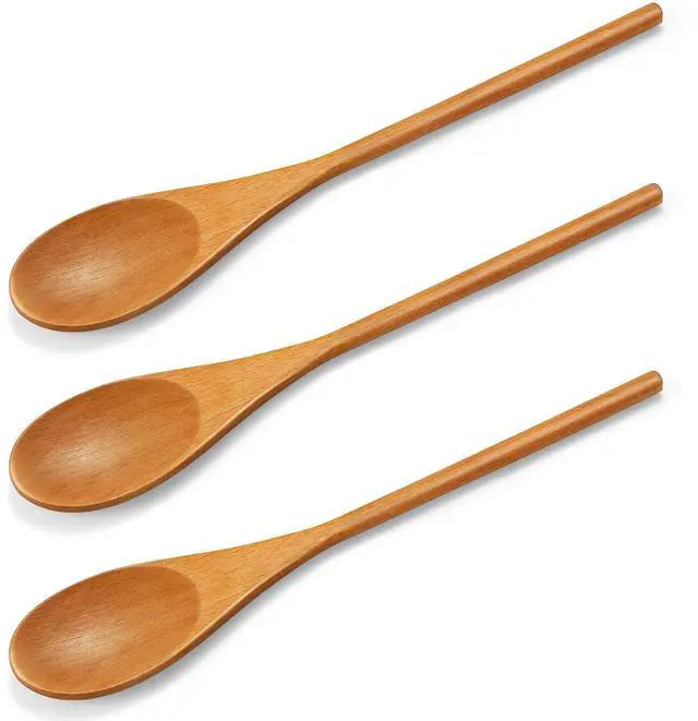 Main image of 3Pcs Wooden Spoons for Cooking, 12 Inches Long Handle Mixing Spoons, Natural Wood Kitchen Utensils for Stirring, Serving & Eating