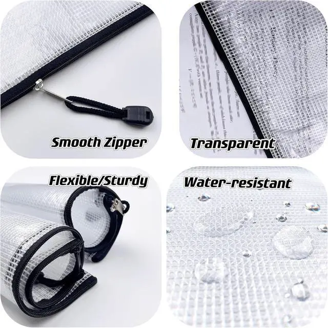 Alt view image 3 of 7 - Mesh Zipper Pouch Document Folders Bag Plastic Zip File Folders for School Office Supplies, Travel, Puzzle Bags,Organizing Storage-Black,6 Pcs