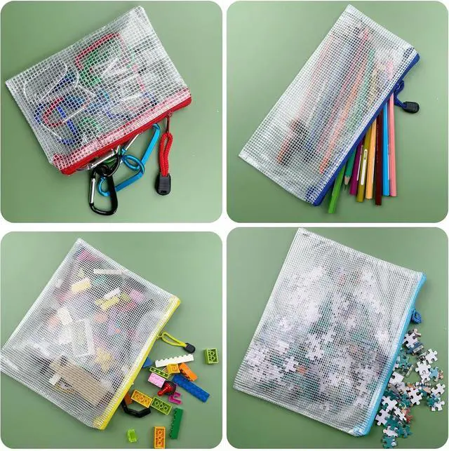 Alt view image 4 of 7 - Mesh Zipper Pouch Document Folders Bag Plastic Zip File Folders for School Office Supplies, Travel, Puzzle Bags,Organizing Storage-Black,6 Pcs
