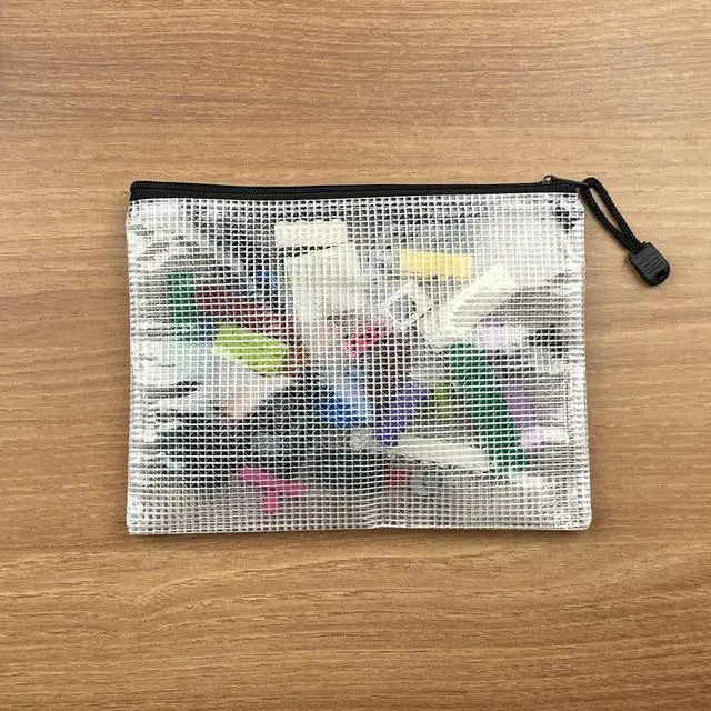 Alt view image 7 of 7 - Mesh Zipper Pouch Document Folders Bag Plastic Zip File Folders for School Office Supplies, Travel, Puzzle Bags,Organizing Storage-Black,6 Pcs