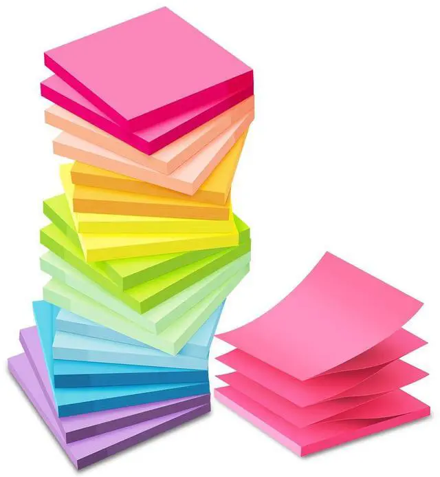 Main image of (18 Pack) Pop Up Sticky Notes Refill,3x3 in Popup Notepads,Accordion Stickies Super Sticking Power,Office School Memo Note Pads Bright Colors,Post on Windows Doors,Recyclable,Easy to Write on